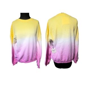 NEW OMBRE SWEATER SIZE MEDIUM YELLOW PINK